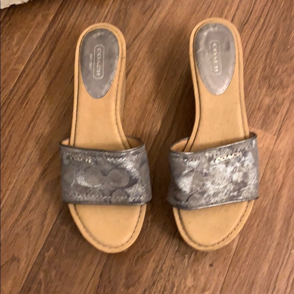 Coach grey wedge heels color gray and cream